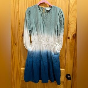 Universal Thread Blue and White Bishop Sleeve Midi Dress